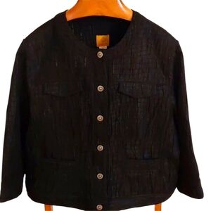 Ruby Rd Black Must Haves Snap Metal Button Down Textured Blazer 18 NWOT